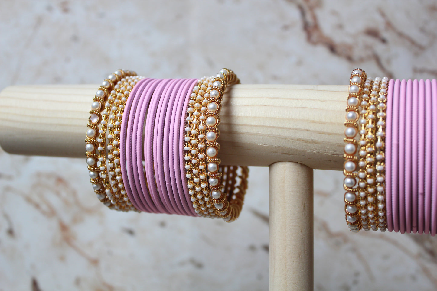Coloured Bangle Set in Light Pink