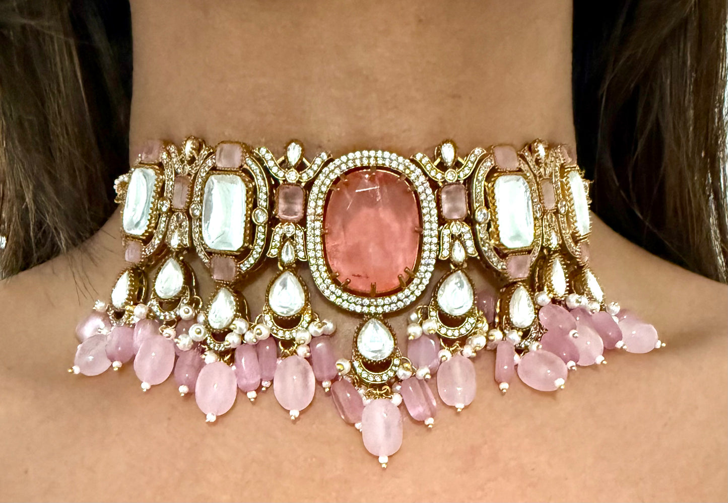 Reeva Necklace Set in Pink