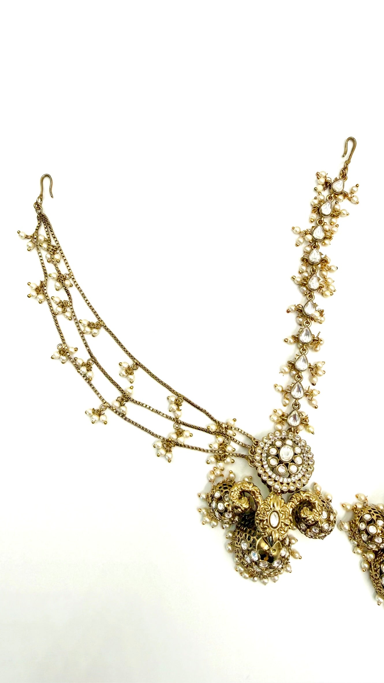Vaidehi Earrings in Gold & White