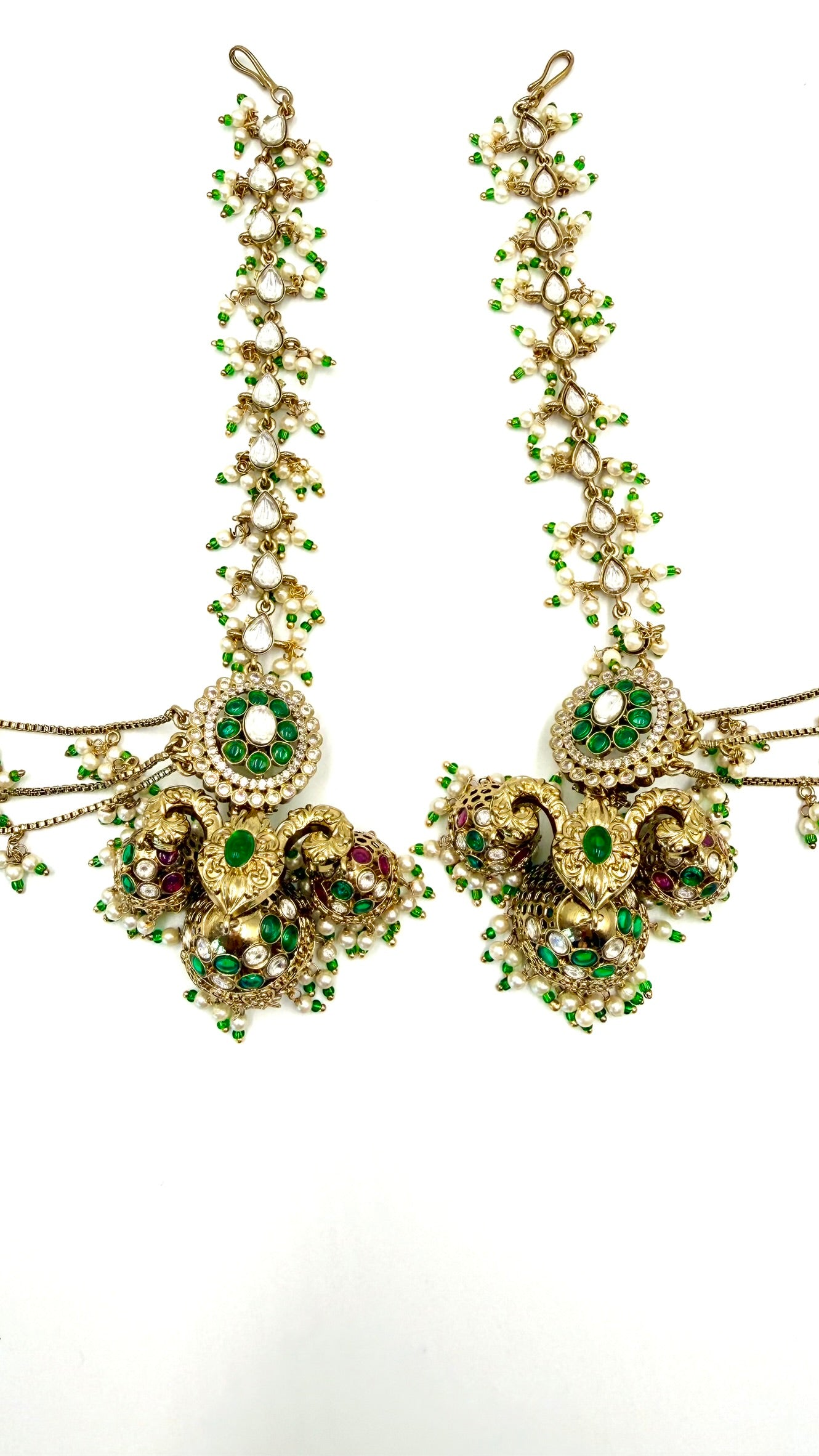 Vaidehi Earrings in Gold & Green