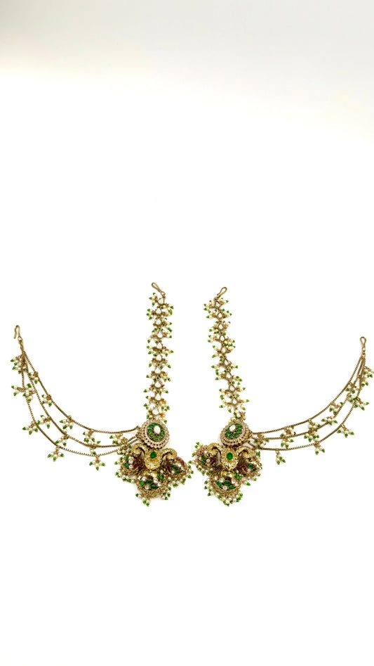 Vaidehi Earrings in Gold & Green