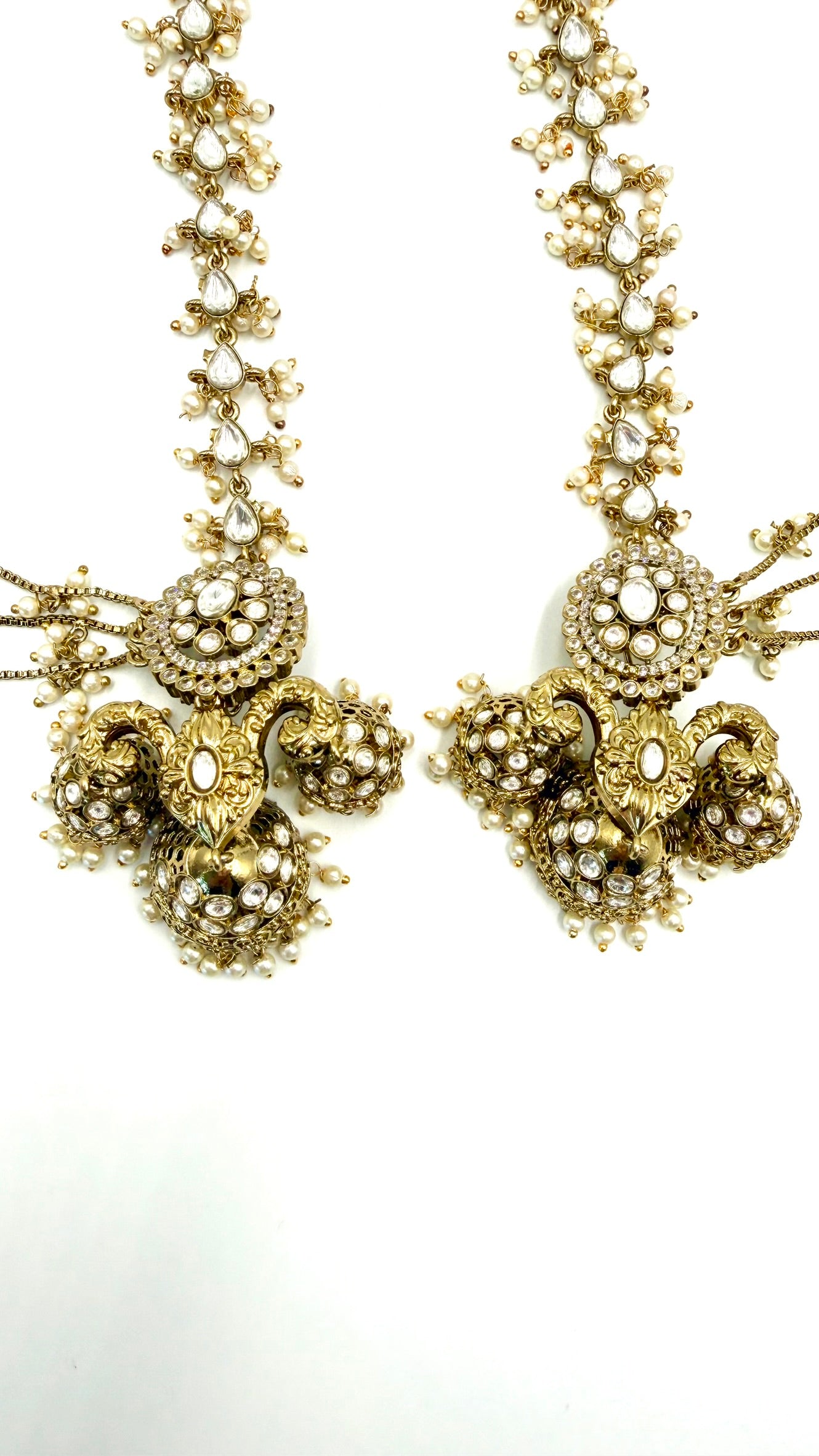 Vaidehi Earrings in Gold & White