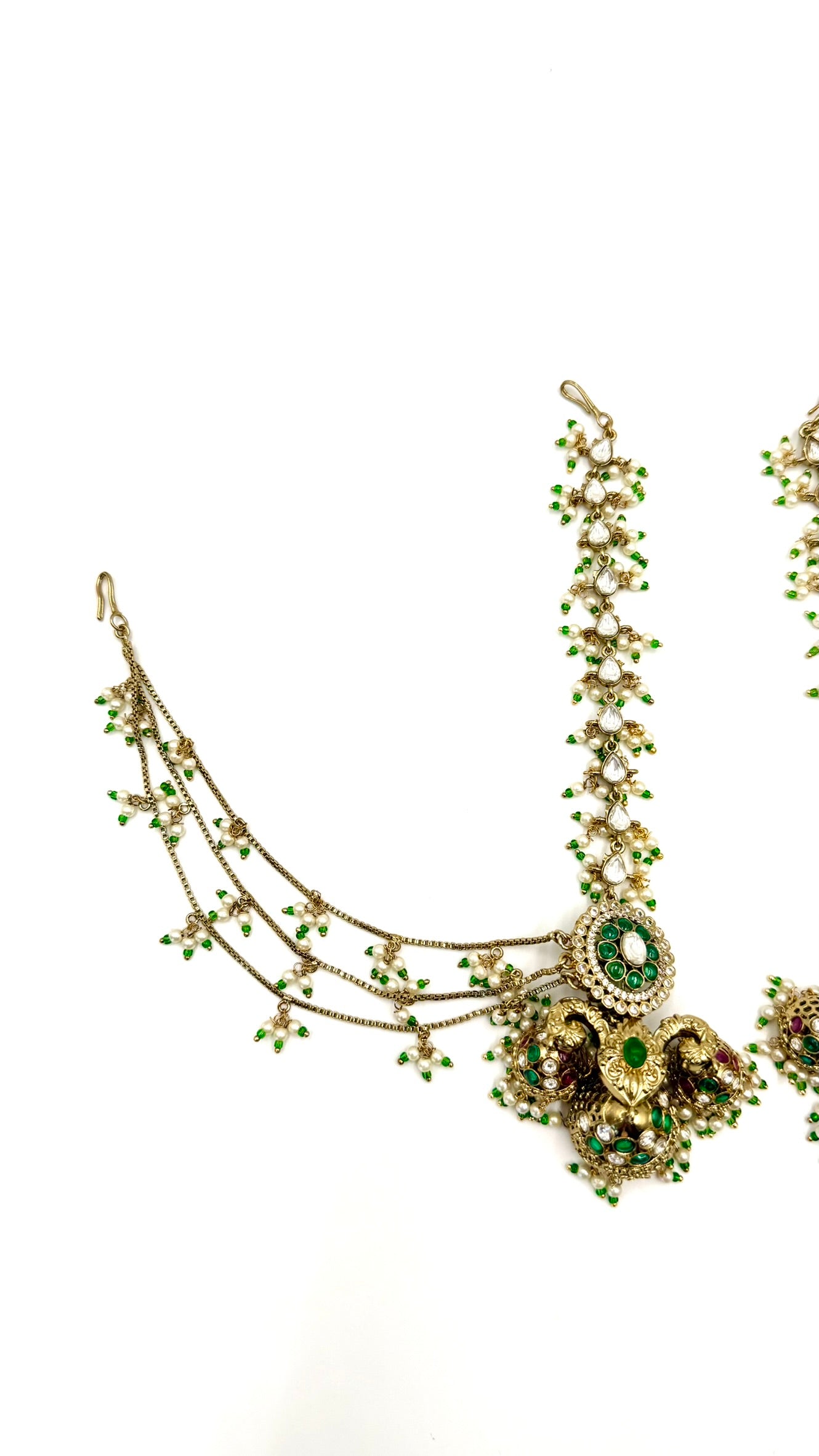 Vaidehi Earrings in Gold & Green