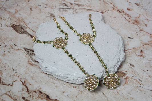 Maria Pachi Kundan Hath Panja (Hand Chains) in Gold