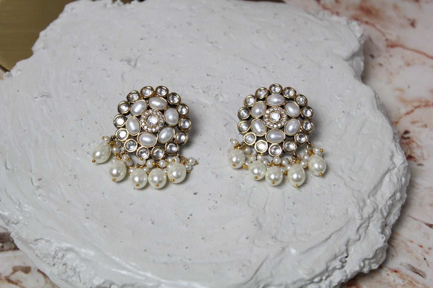 Ridhi Long Necklace Set in White