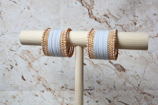 Coloured Bangle Set in White