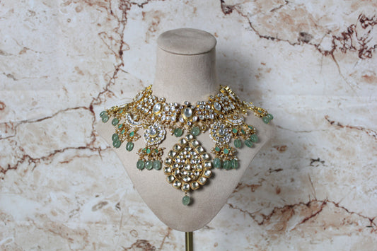 Alanna Pachi Kundan Bridal Set in Mint